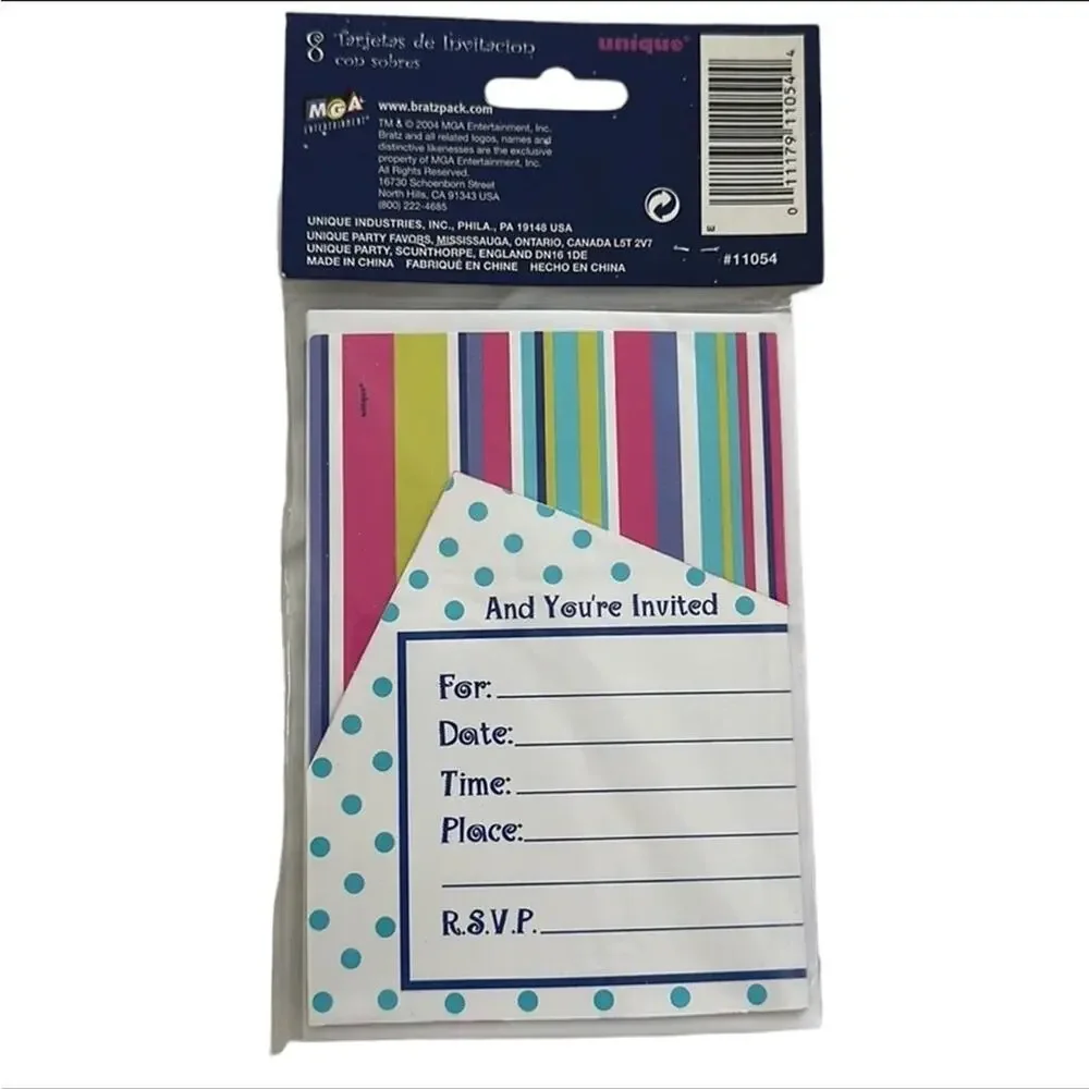 Bratz Birthday Party Invitations w/ Envelopes and Bratz Birthday Party Blowouts